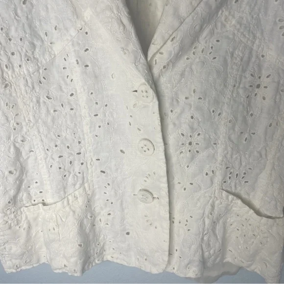 Coldwater Creek 100% Linen White Eyelet Swing Jacket Blazer Size XL - Picture 2 of 7